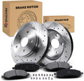 Front Drilled and Slotted Disc Brake Rotors & Ceramic Brake Pads Kit Fit for Chrysler 2007-2009 Aspen; for Dodge 2007-2009 Durango, 2006-2010 Ram 1500; for Ram 2011-2018 1500#53005 D1084