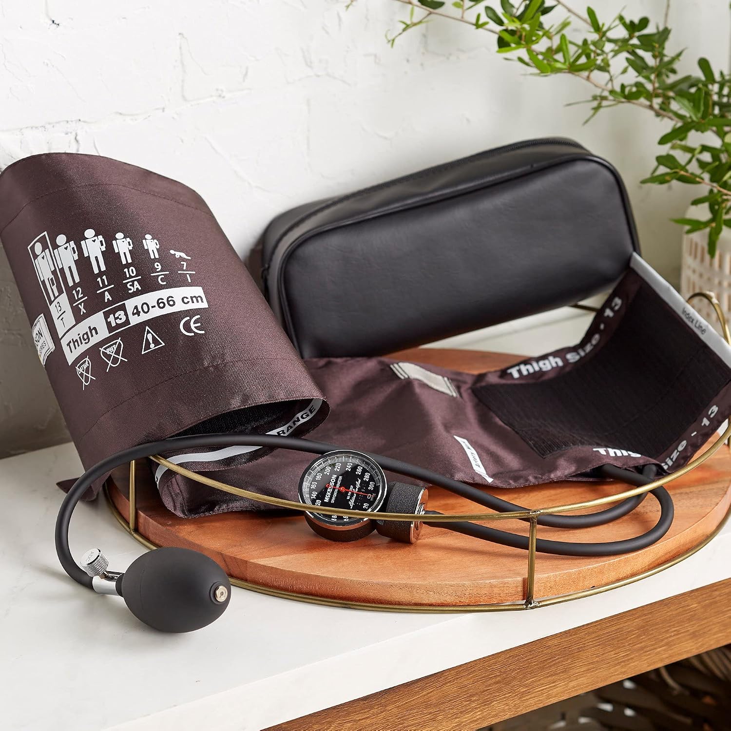 McKesson LUMEON Deluxe Aneroid Sphygmomanometer, Blood Pressure with Cuff, Thigh, Brown, Adult Large, 12 Count