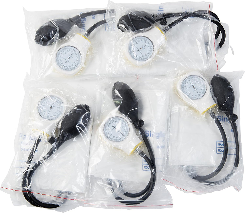 MABIS Disposable Arm Blood Pressure Cuff, Manual Sphygmomanometer, Single Use, Large Adult Size, Box of 5, White