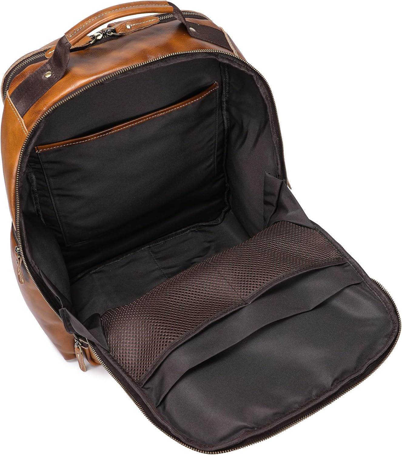 LANNSYNE Vintage Full Grain Leather Backpack For Men, 17.3'' Laptop Bag Causal Rucksack Shoulder Bag Overnight For Business/Travel/Camping