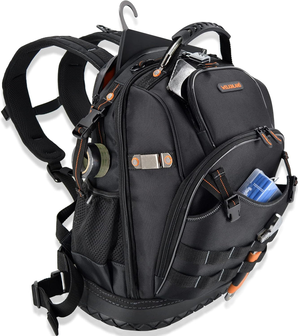 WELKINLAND 77-Pockets Electricians Tool Backpack, Tool Backpack For Men, HVAC Tools Bag Backpacks, Tools Backpacks For Construction