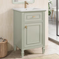20 Inch Freestanding Bathroom Vanity with Ceramic Sink Set Combo Tip Out Drawer 1 Cabinet Door Shelf Modern Style Painted Gold-Tone Handle for Modern Small Bathroom Limited Space Green