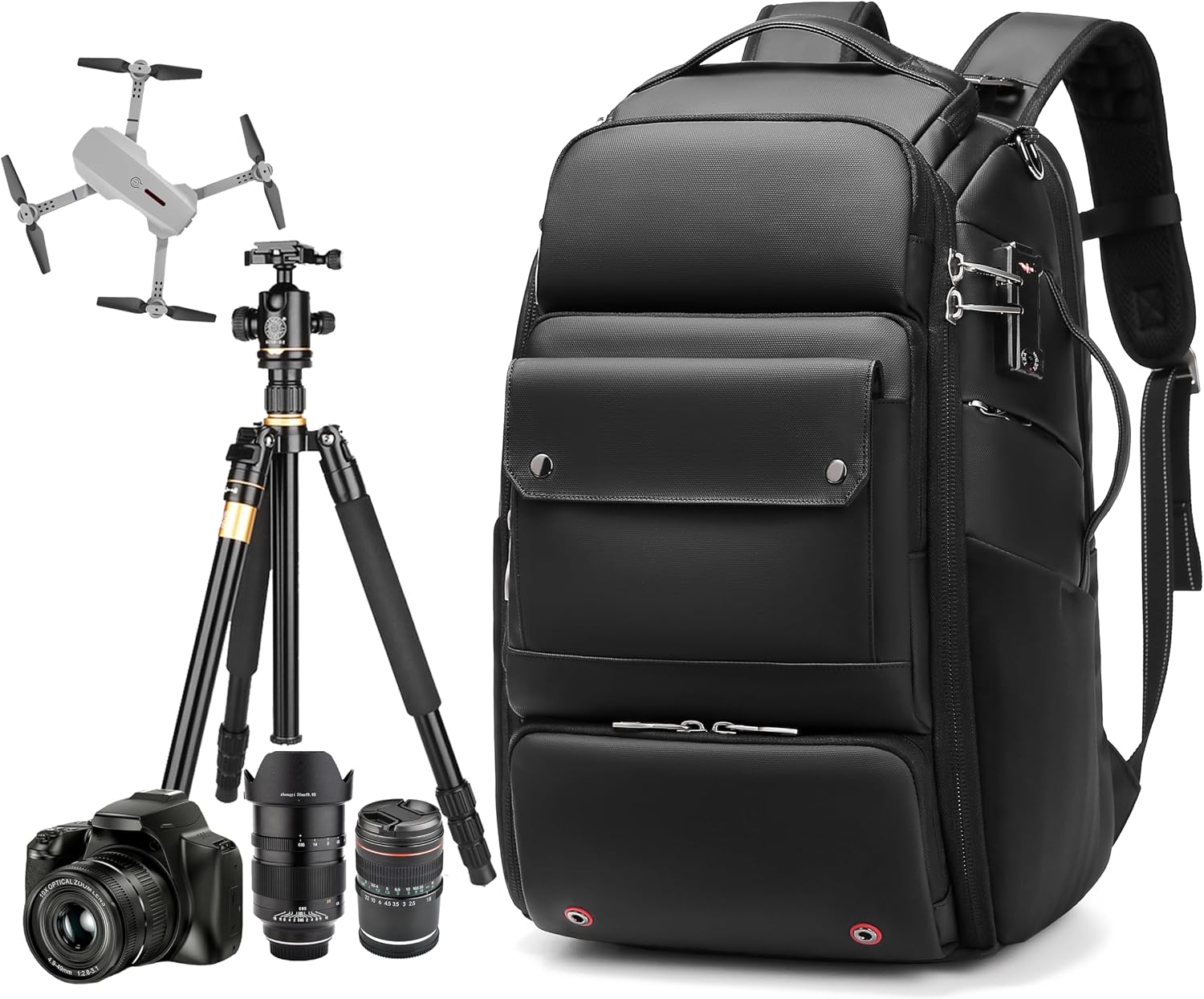 Waterproof DSLR Camera Backpack - Large with TSA Lock, Fits Drone & 17-Inch Laptop