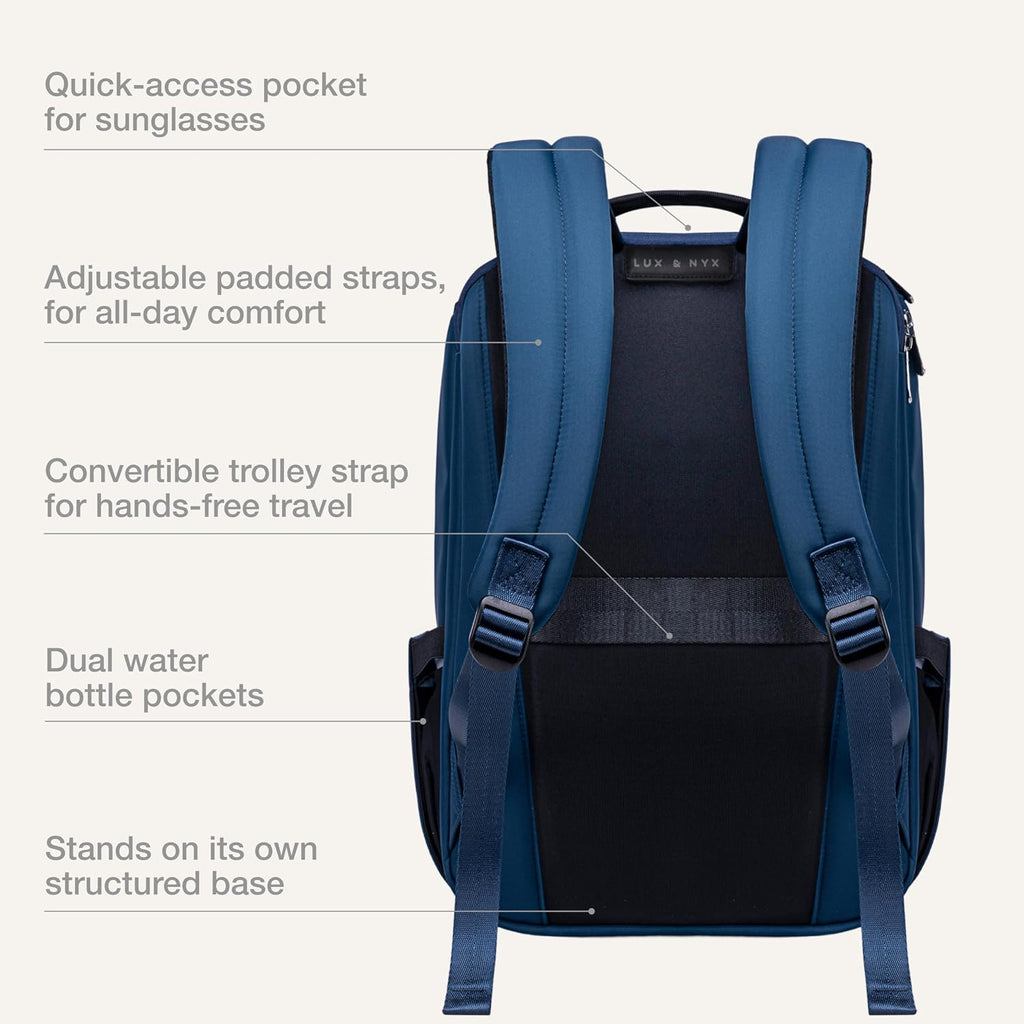 Lux & Nyx Origami Laptop Backpack for Work and Travel - Fits 16' MacBook Pro - Lightweight Business Bag - Men and Women (Navy)