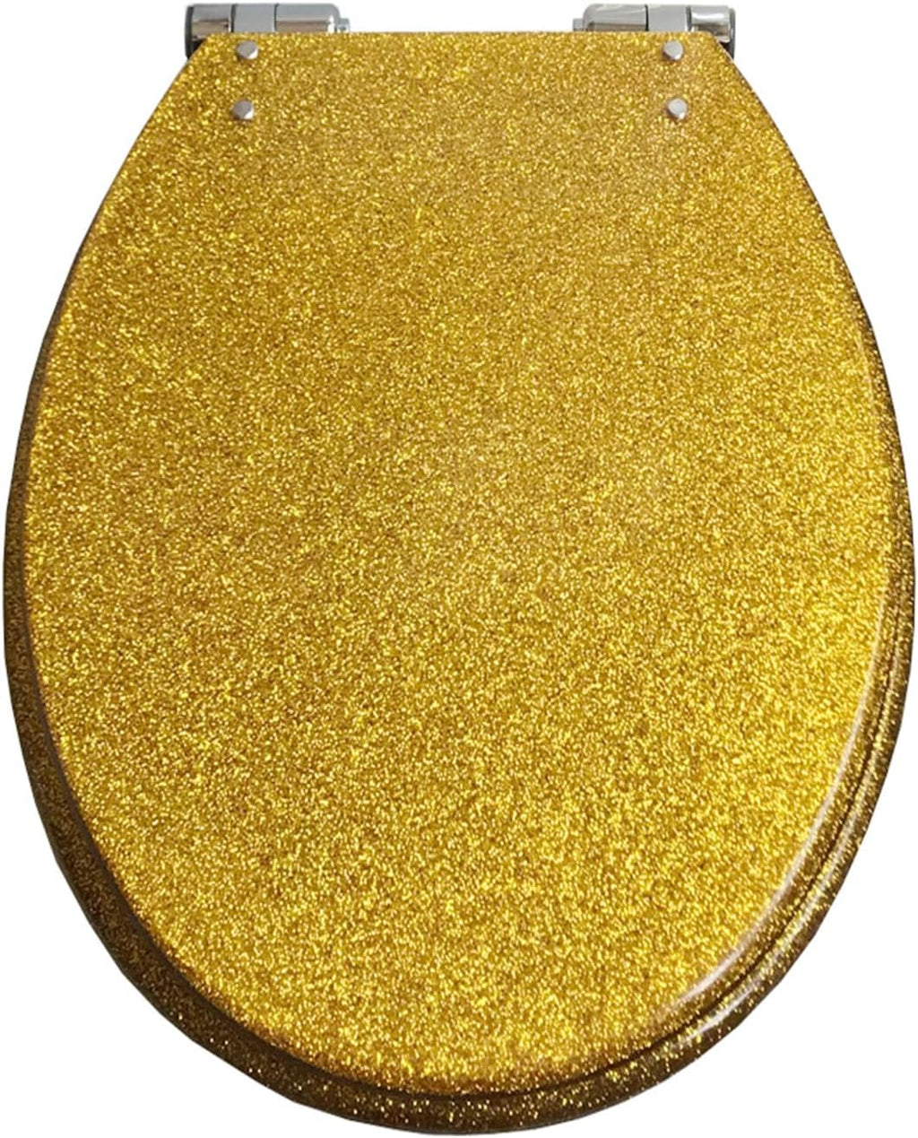 Resin Glitter Toilet Seat, Soft Close & Easy Clean, Oval 36 * 42cm, Top Fixing, Silver(Goldf)