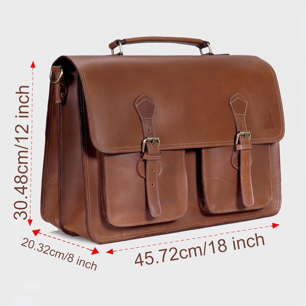 Leather Messenger Bag For Men, Vintage Handmade Laptop Briefcase and Shoulder Bag for Men
