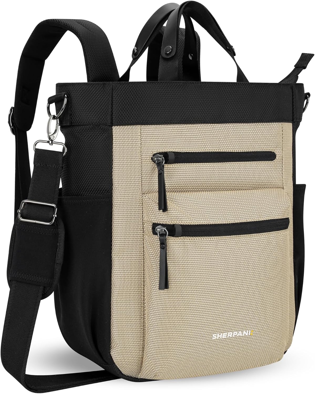 Sherpani Soleil, Anti Theft Convertible Backpack, 3 in 1 Tote, Crossbody Purse, 18L Travel Bag, RFID Protection, Fits 13' Laptop (Straw)