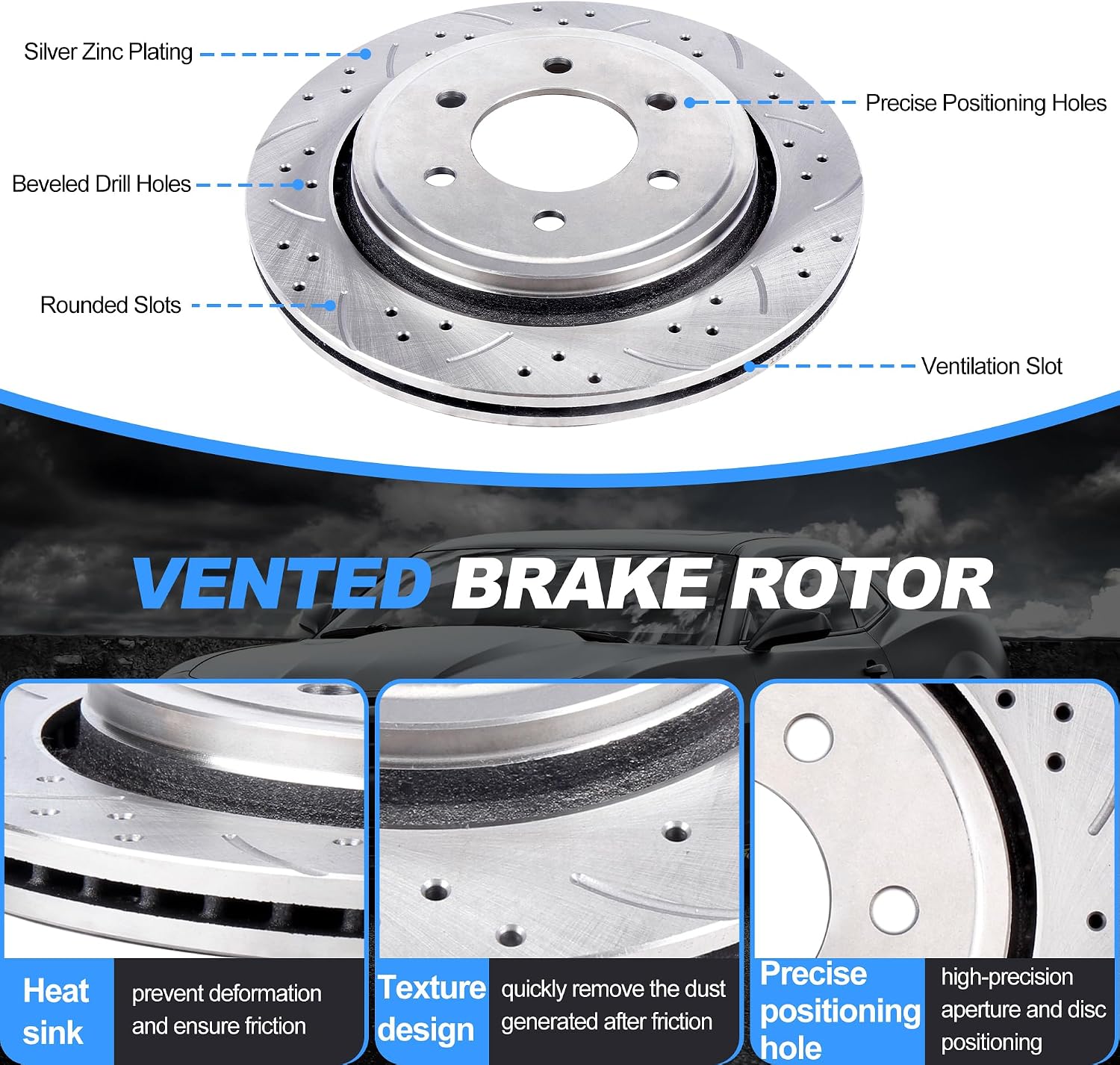 Replacement Brake Kits Rear Brake Pads And Rotors Kit Compatible With Ford F-150 2015-2017; 6 Lug, Electric/Power-Operated Parking Brake
