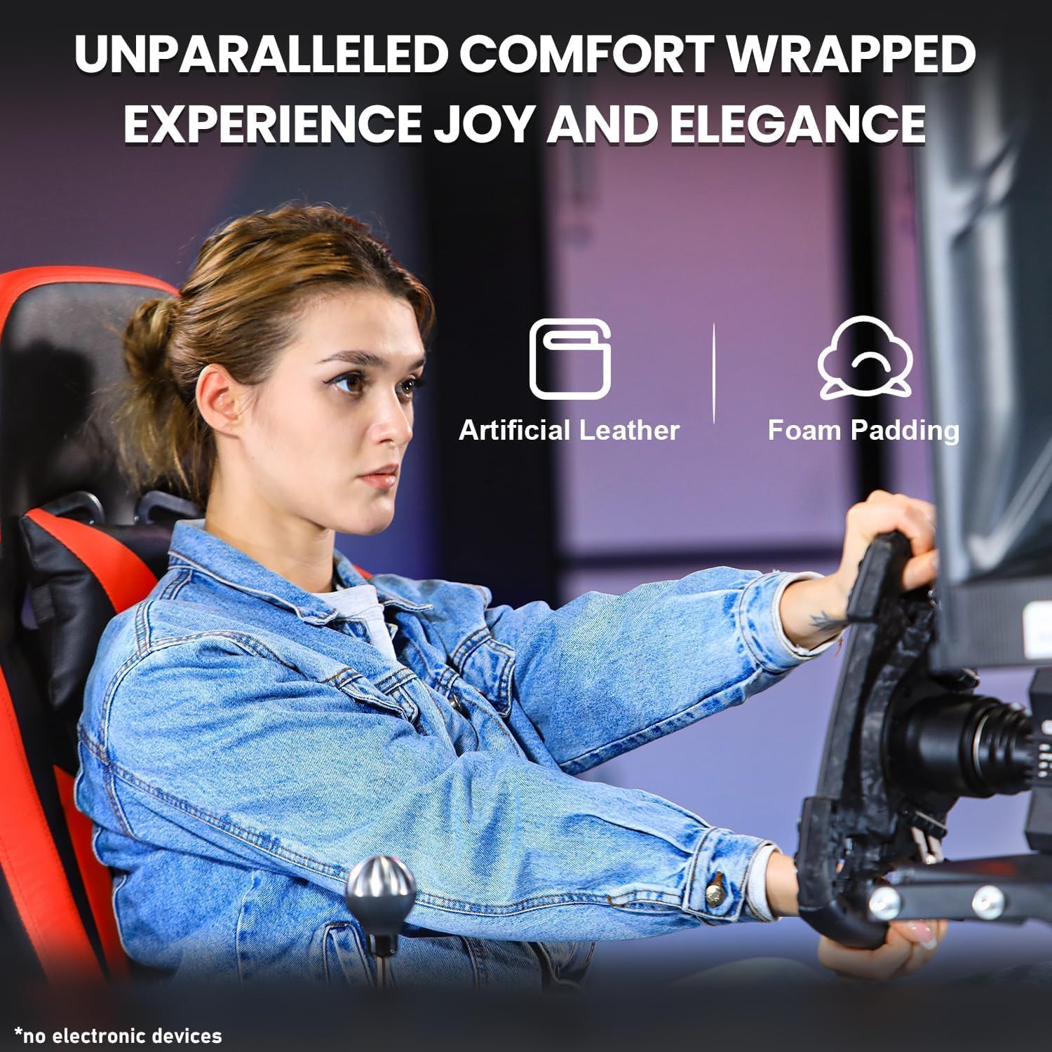 Marada Racing Simulator Cockpit Frame with Monitor Stand, Gear Mount, Red seat Compatible with Logitech G923 G920 G29, for FANTEC Adjustable Wheel and Pedals Not Included Racing Cockpit Full Kit