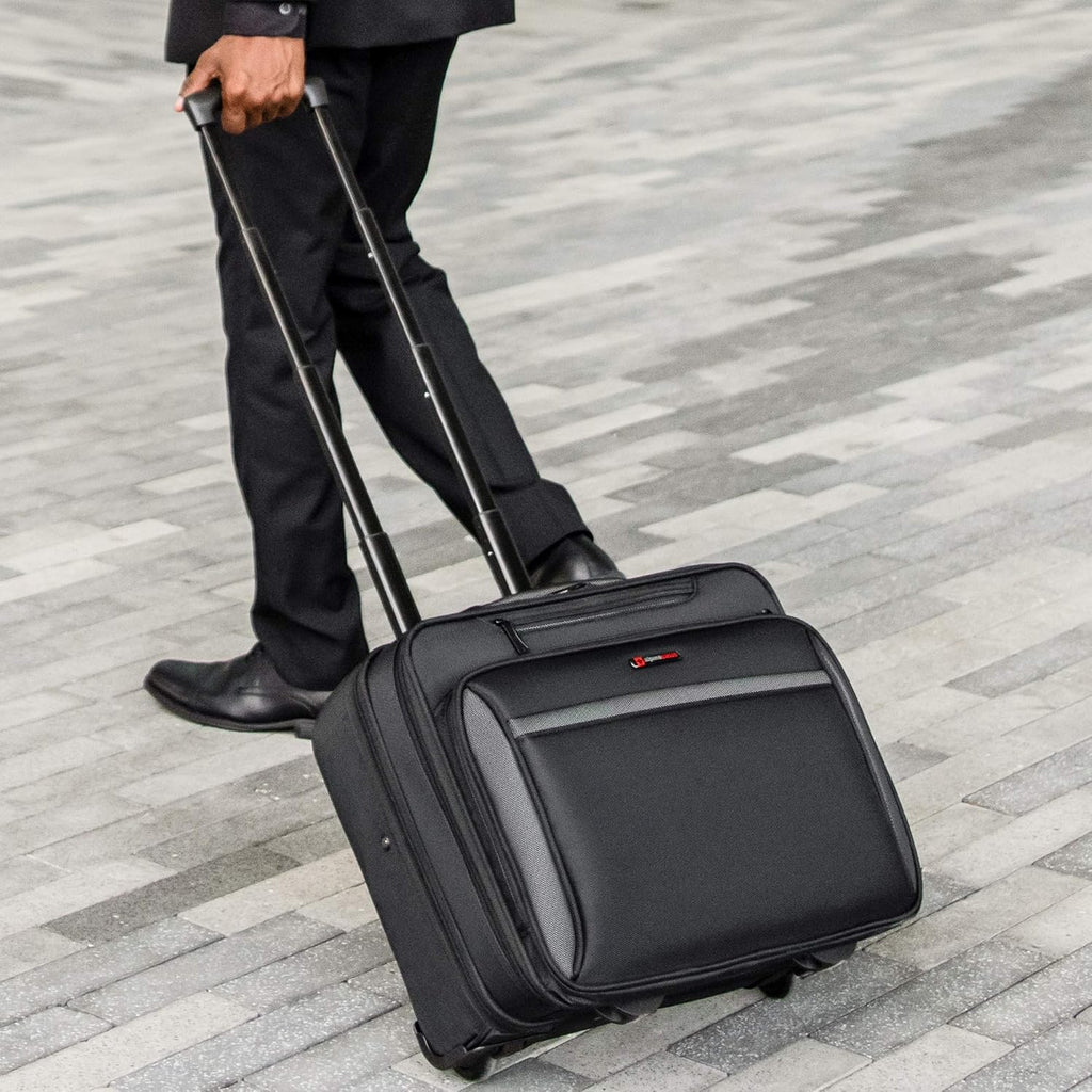 Alpine Swiss Rolling Laptop Briefcase Wheeled Overnight Carry on Bag Up to 15.6 Inches Notebook - Carries Legal Size Files