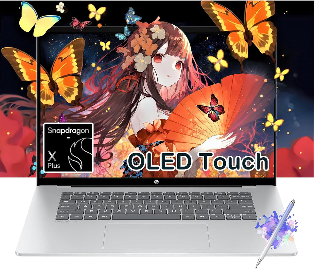HP OmniBook 5 16-inch AI Laptop, 2K OLED Touchscreen, Snapdragon X Plus X1P-42-100, 16GB RAM, 1TB SSD, 34Hr Battery, Copilot+ PC, w/Stylus Pen