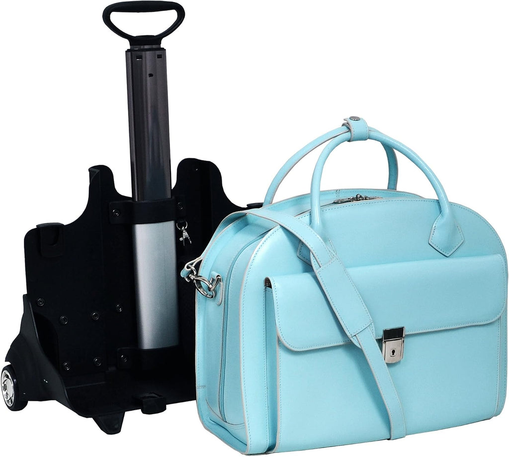 McKleinUSA Glen Ellyn 94368 Blue Leather Detachable-Wheeled Women's Case