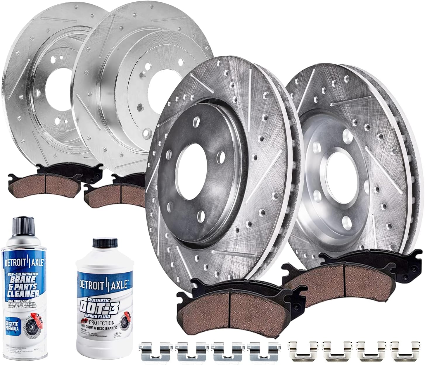 Detroit Axle - 10pc Brake Kit for 2017 2018 2019 2020 2021 2022 Kia Sportage, Drilled and Slotted Disc Brake Rotors Ceramic Brakes Pads Replacement : 12.60' inch Front and 11.89' inch Rear Rotor