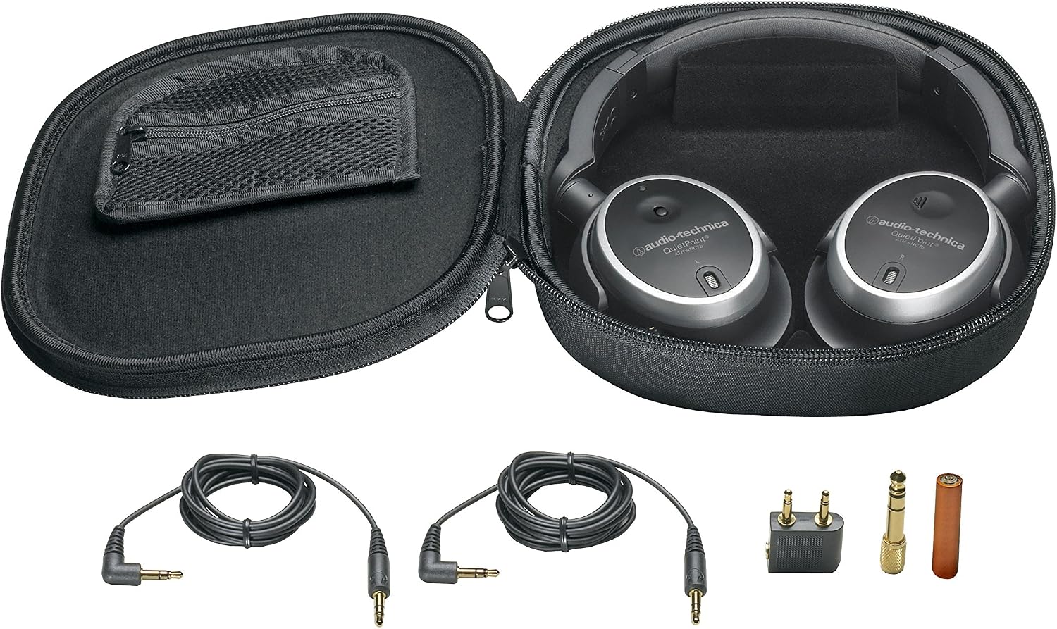 Audio-Technica ATH-ANC7B QuietPoint Active Noise-Cancelling Closed-Back Headphones, Wired, AUD ATH-ANC7B, Black, one Size