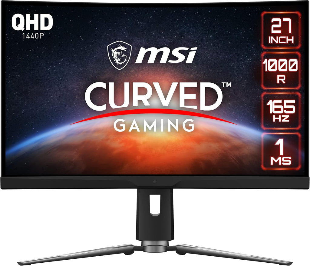 MSI QHD Anti-Glare 1ms 2560 x 1440 Ultra Wide 165Hz Refresh Rate QHD Ready USB/DP/HDMI Smart Headset Hanger FreeSync 27'Gaming Curved Monitor (Optix MPG ARTYMIS 273CQR) (Renewed)
