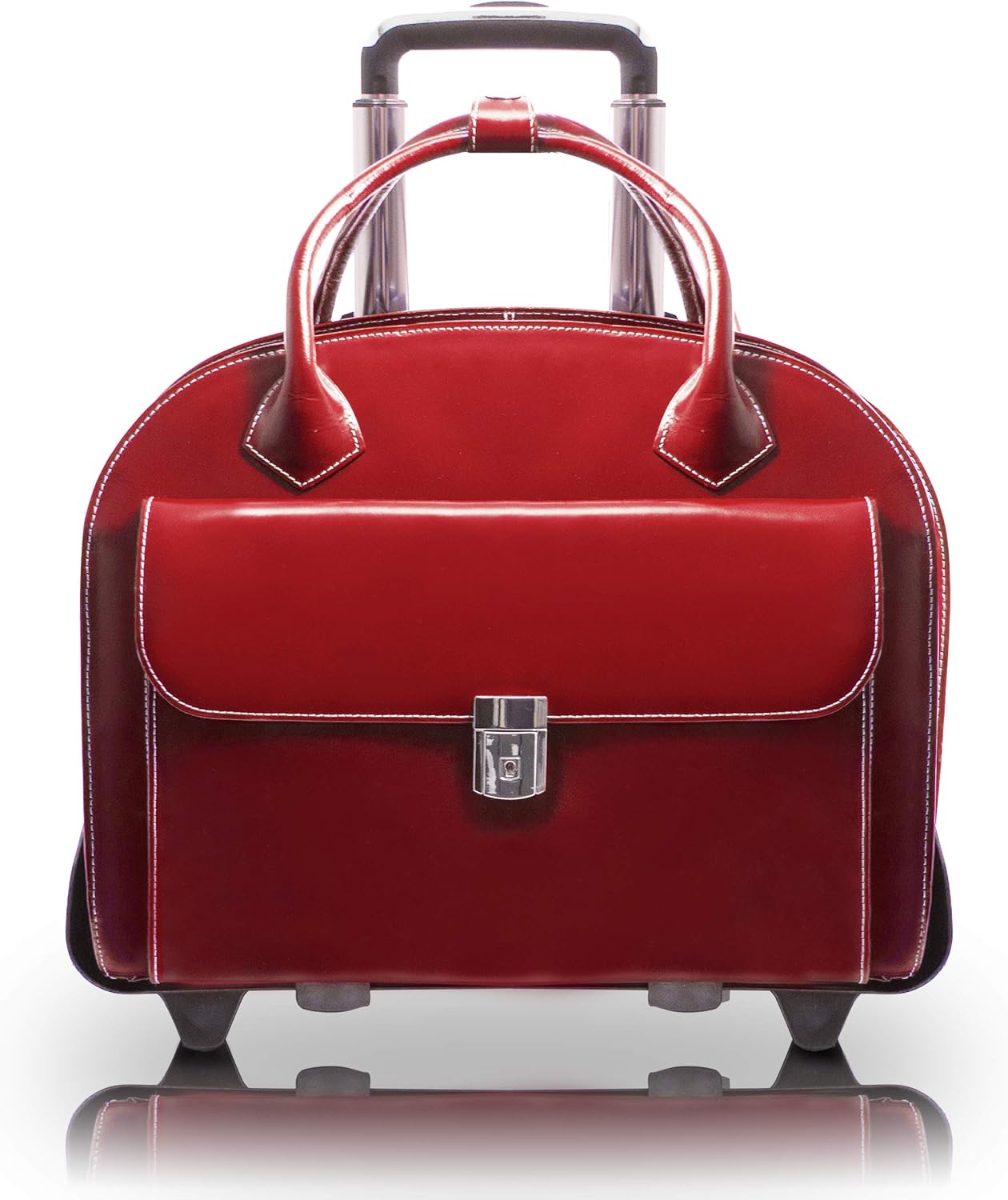 McKlein GLEN ELLYN15' Leather Detachable -Wheeled Ladies' Laptop/Computer & Tablet Business Briefcase Bag/Women's Rolling Overnight Travel Bag, Removable trolley case