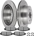 SCITOO Disc Brake Pads and Rotors Rear 13.58' Rotors Replacement 2007-2014 For Cadillac,2007-2014 For Chevrolet,2007-2014 For GMC, 6/Lugs Vented Brake Kits