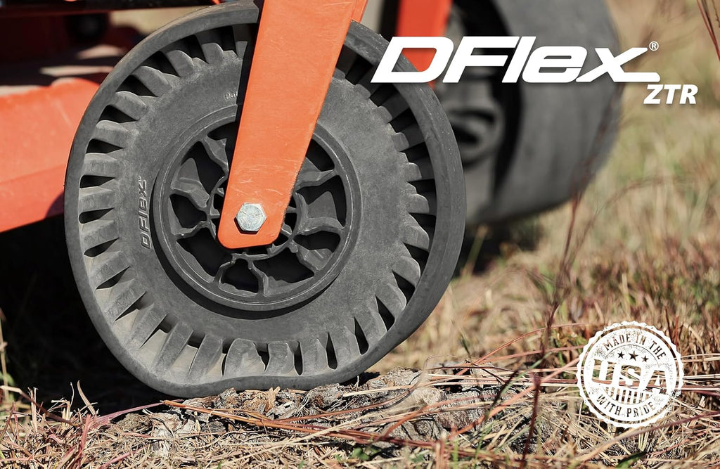 DFlex® Flat Free Lawn Mower Wheel, 11x5-5 Shock Absorption Solid Front Tires for Zero Turn Mower, 360Lbs Load, 1/2' or 5/8' or 3/4' Bearings, 5.91' Hub Bore Length, 2Pack (0.75' BB)