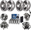 Detroit Axle - Brake Kit for 10-17 Chevy Equinox GMC Terrain, Front and Rear Disc Brake Rotors Wheel Bearings Hubs Wheel Lug Nuts Socket Keys 2010 2011 2012 2013 2014 2015 2016 2017 Replacement