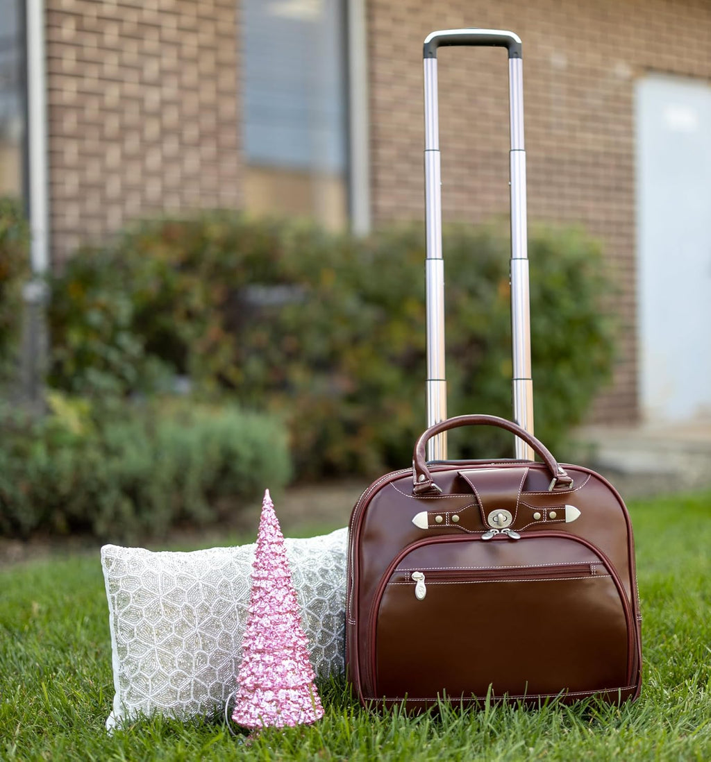 MCKLEIN REDWOOD, 15' Leather Wheeled Ladies' Laptop Briefcase