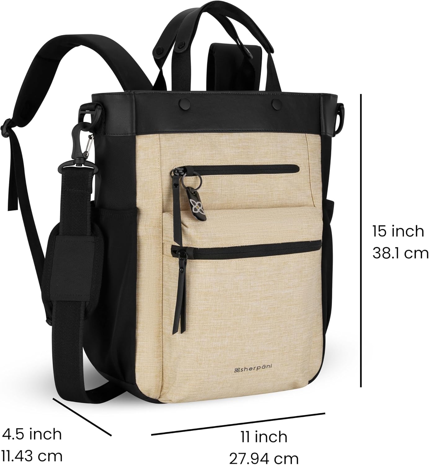 Sherpani Soleil, Anti Theft Convertible Backpack, 3 in 1 Tote Bag, Crossbody Bag, Cross Body Purse, 18L Travel Backpack, Travel Gifts for Women, RFID Protection, Fits 13' Laptop (Straw Lite)