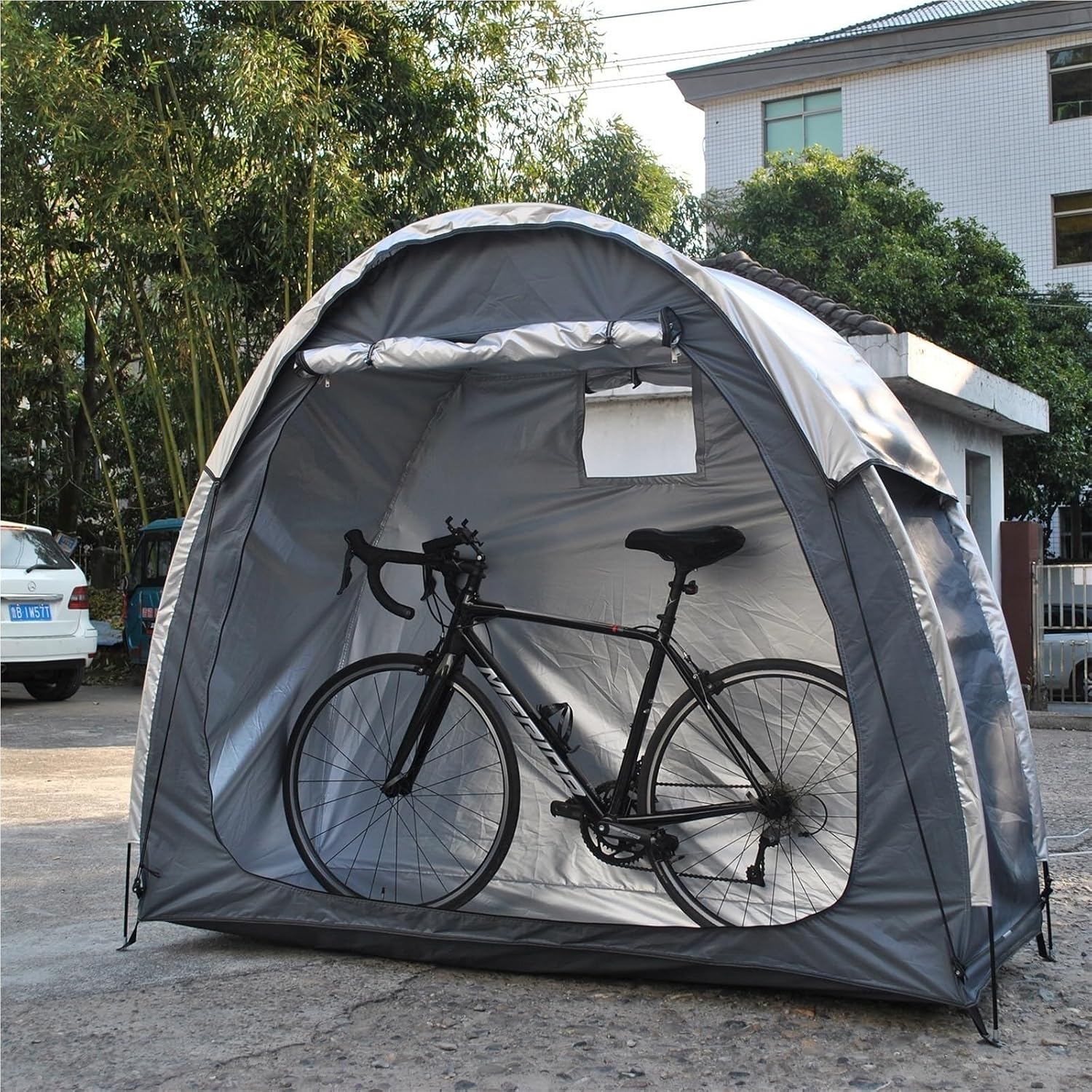Bike Cover Waterproof Outdoor Travel Bike Storage Shed Tent Dimensions 200x80x165CM For Motorcycle, Garden Tools, Lawn Mower(B)