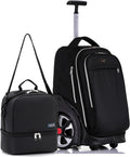NEW TILAMI 19 Inch Rolling Backpack with Lunch Bag for Girls Boys Wheeled Laptop Backpack Durable Carry-on Bag School Travel, Black