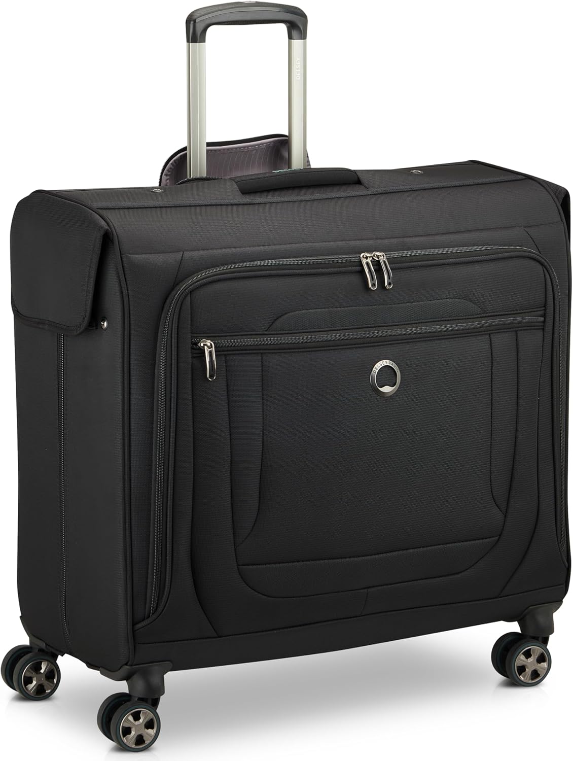 DELSEY PARIS Helium DLX - Rolling Garment Bag with Spinner Wheel - Lightweight Travel Garment Bag - SECURITECH Zip - Suit and Dresses Rolling Travel Bag - Checked Size, Black