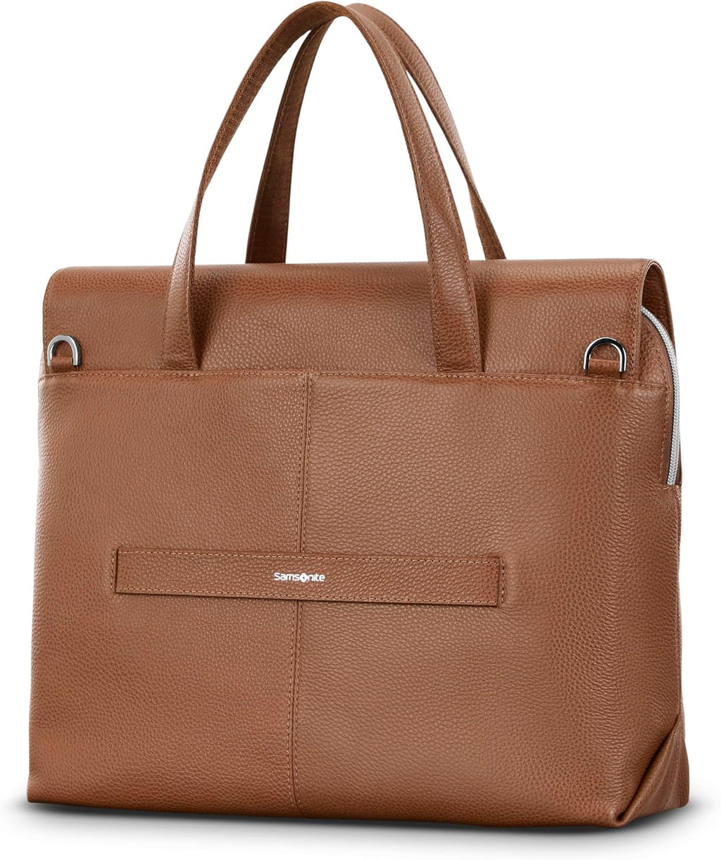 Samsonite Mobile Solution 2 Convertible Leather Briefcase, Pebbled Leather Laptop Bag with Crossbody Strap, Padded Sleeve, StackIt™ Strap & Organizational Pockets – Professional Work Tote