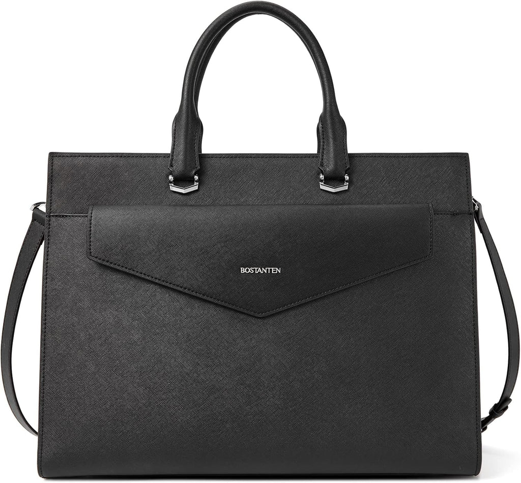 BOSTANTEN Briefcase for Women Laptop Tote 15.6 Inch Genuine Leather Handbag Work Bag Beige
