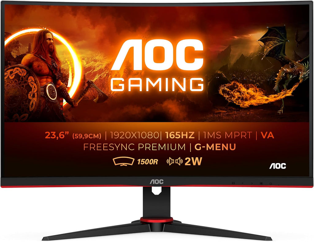 AOC - Monitors 23.6 VA 1920X1080 165HZ 1MS C24G2AE 250CDM2 2HDMI 2DP VGA MM
