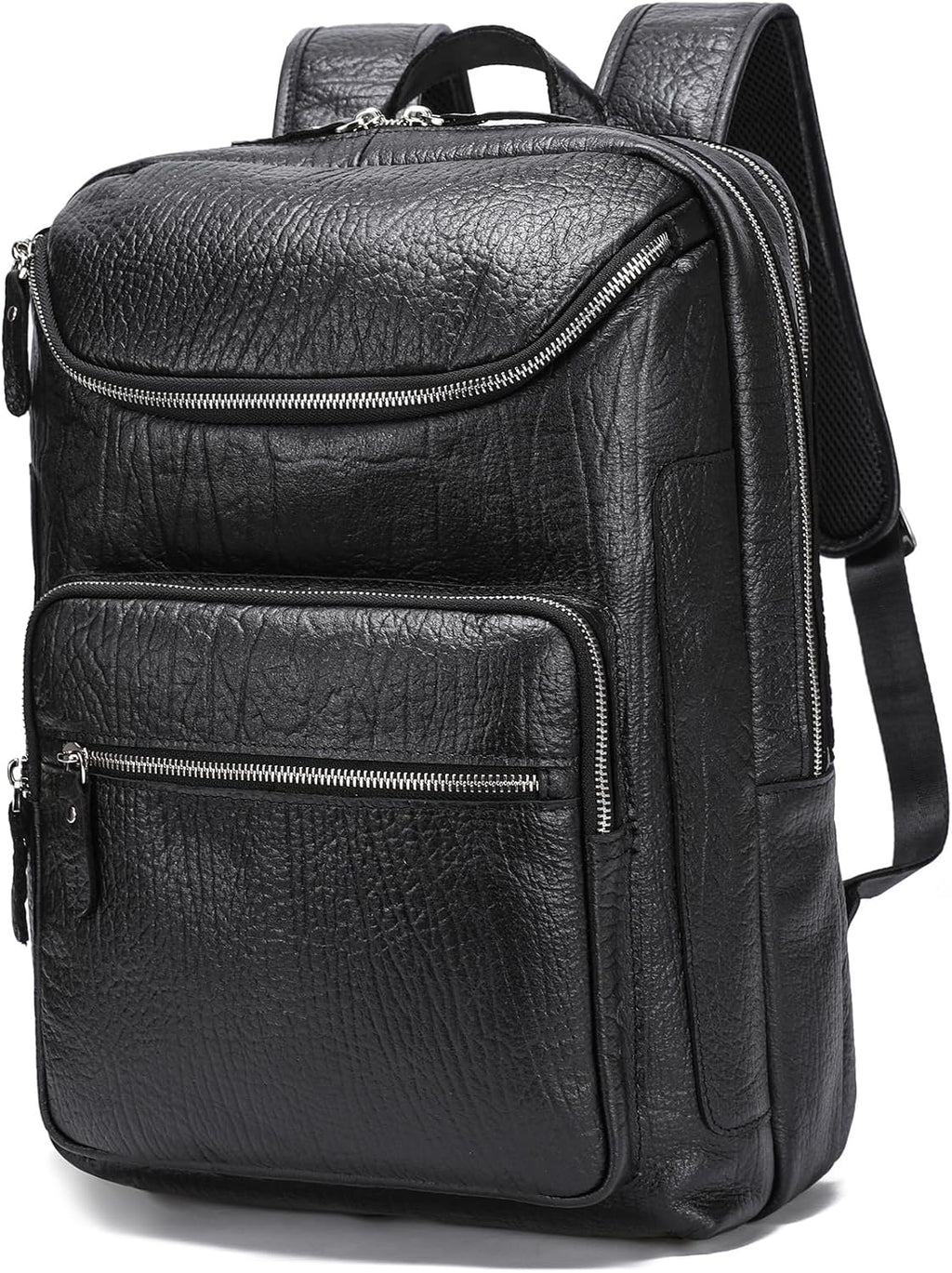 LANNSYNE Full Grain Leather Backpack For Men, 15.6' Leather Laptop Backpack Hiking Travel Bag Camping Rucksack