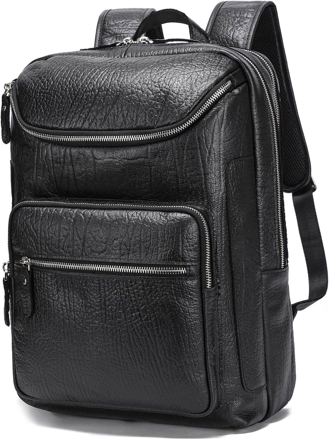 LANNSYNE Full Grain Leather Backpack For Men, 15.6' Leather Laptop Backpack Hiking Travel Bag Camping Rucksack