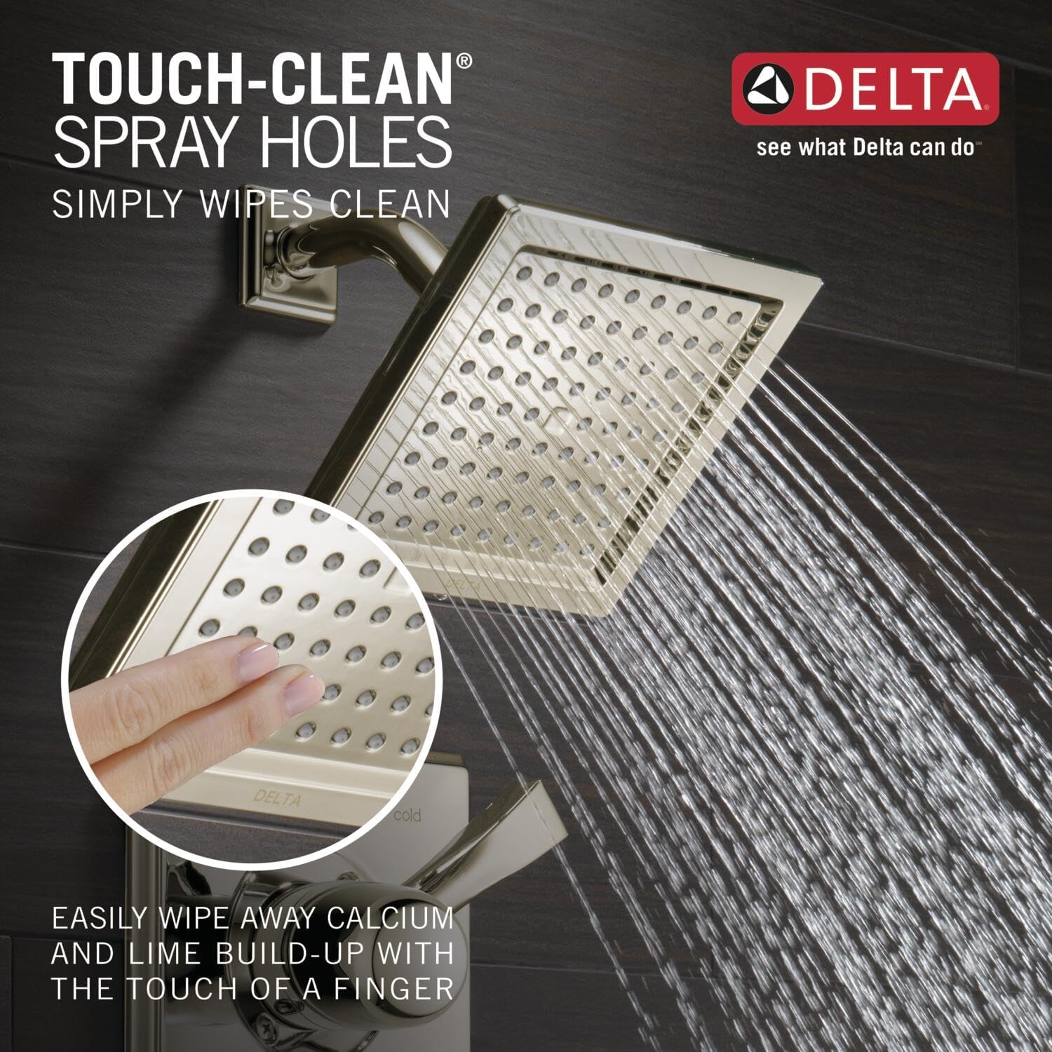 Delta Faucet Dryden 17 Series Dual-Function Shower Trim Kit with Single-Spray Touch-Clean Shower Head, Polished Nickel, 2.0 GPM Water Flow, T17251-PN-WE (Valve Not Included)