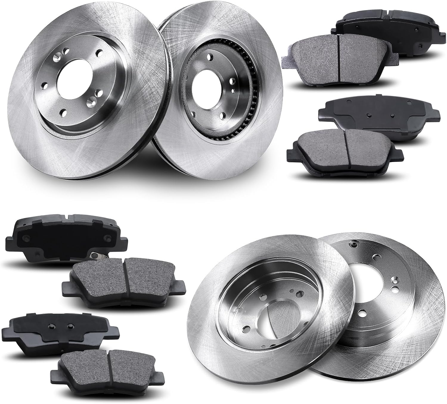 Front & Rear Disc Brake Rotors & Ceramic Brake Pads Kit Fit for Hyundai 2011-2015 Sonata, for Kia 2011-2015 Optima, 31427 31424 D1444 D1445