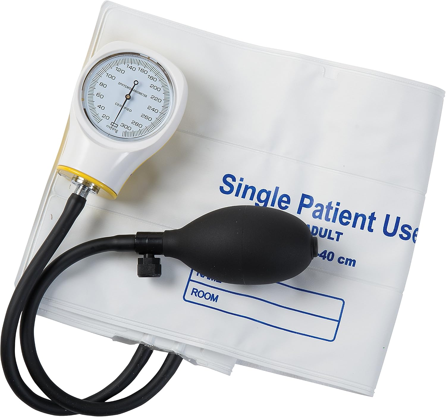MABIS Disposable Arm Blood Pressure Cuff, Manual Sphygmomanometer, Single Use, Large Adult Size, Box of 5, White