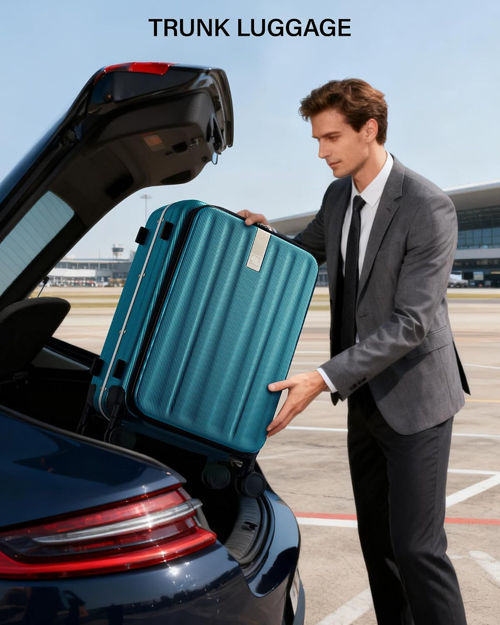 Hanke 16 Inch Small Carry On Luggage Hard Shell Top Opening Aluminum Frame Suitcase with Spinner Wheels, Underseat Front Open Luggage for Men & Women Business Travel and Short Trips, Caribbean Blue