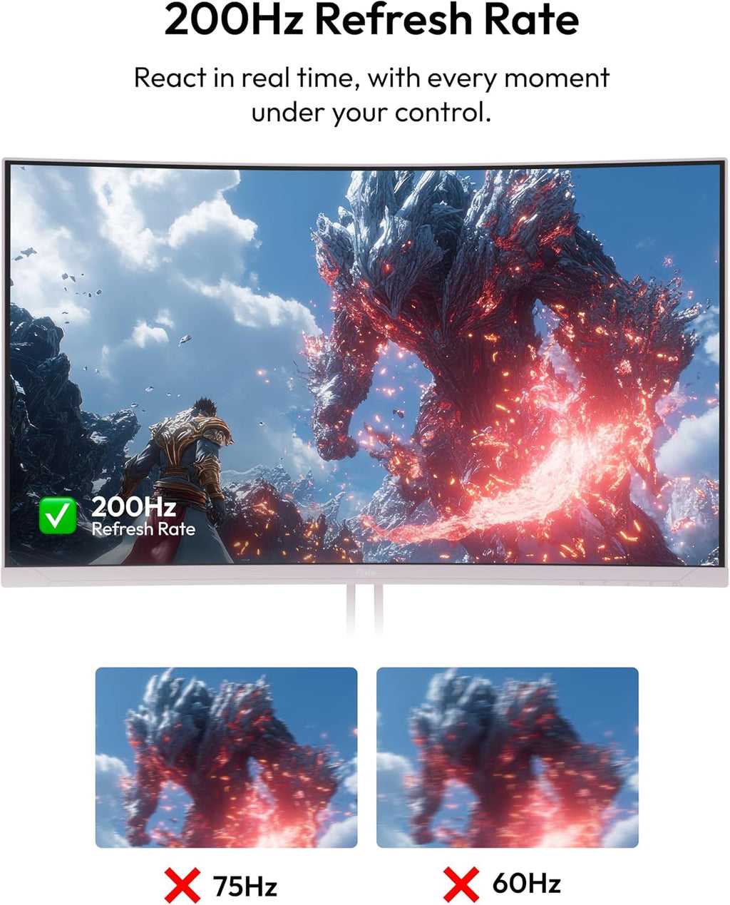 Pixio Two PXC248WAVE Pink 24 inch 200Hz Refresh Rate FHD 1080p Resolution 1500R Curve Fast VA Panel 1ms GTG Response Time HDR Curved Gaming Monitor and PS1D Wave Pink Dual Monitor Arm - Fits up to 32
