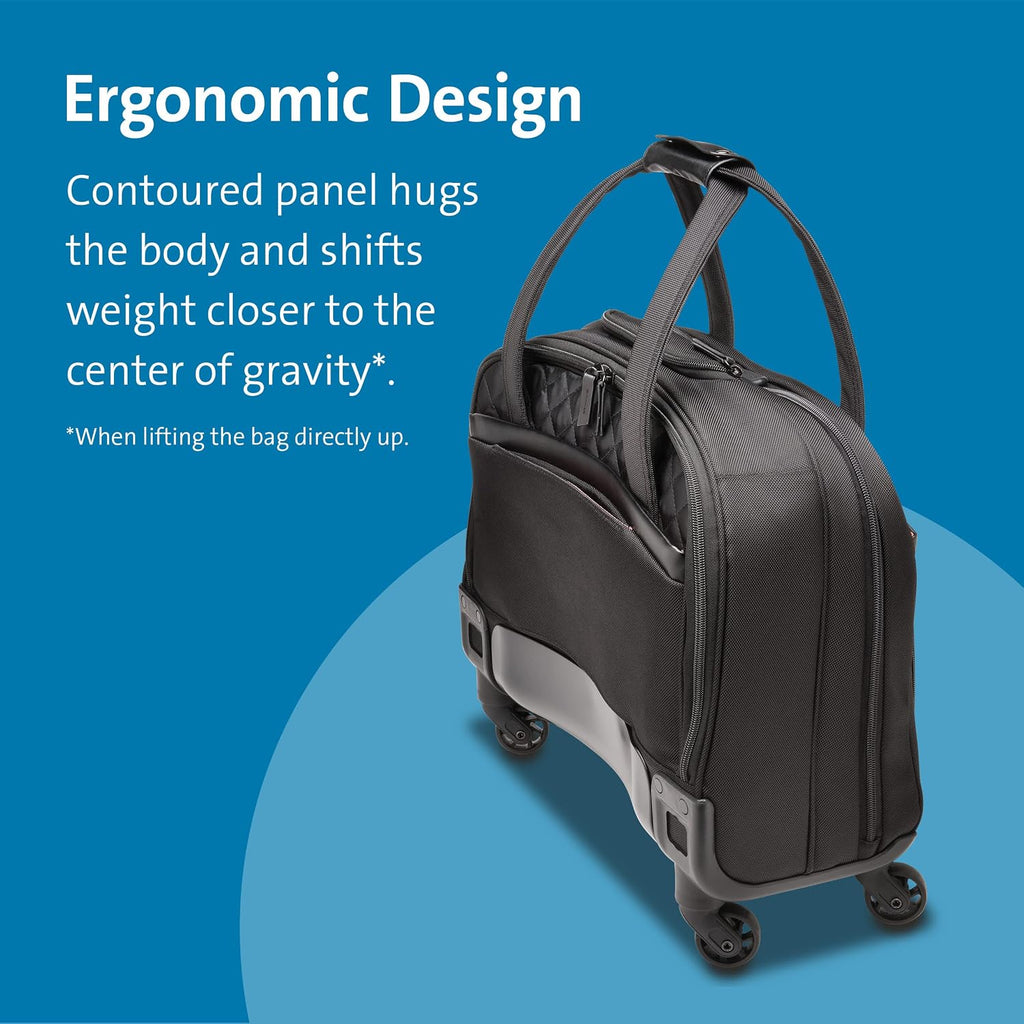 Kensington Contour 2.0 Laptop Rolling Bag, Briefcase, Laptop Spinner, Laptop Roller Bag wheeled,15.6', Water Resistant, Black (K60380WW)