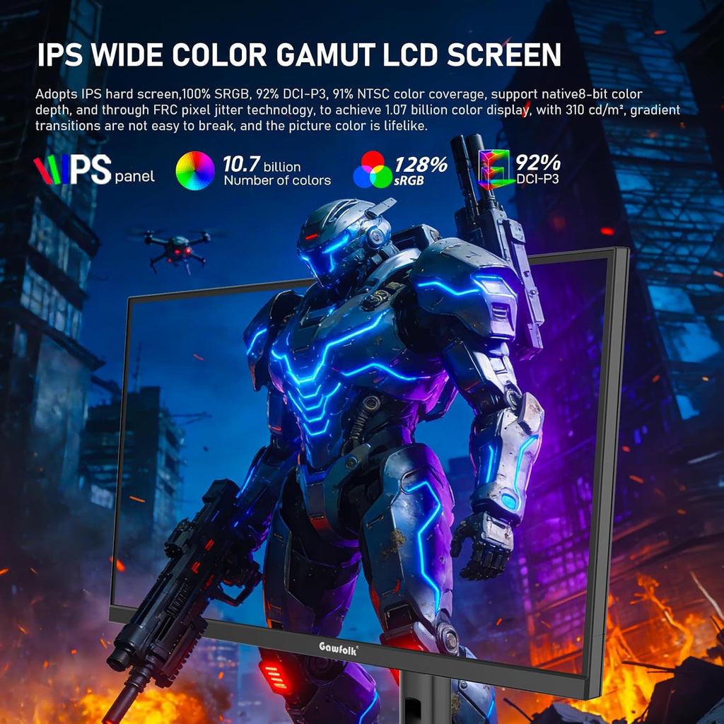 Gawfolk 27 Inch 4K Gaming Monitor, UHD 160Hz/ FHD 320Hz Dual Mode PC Monitor, IPS Computer Screen, Built-in Speakers, PIP/PBP, FreeSync, HDMI 2.1 & DP 1.4, Wall Mount Compatible 75 * 75mm