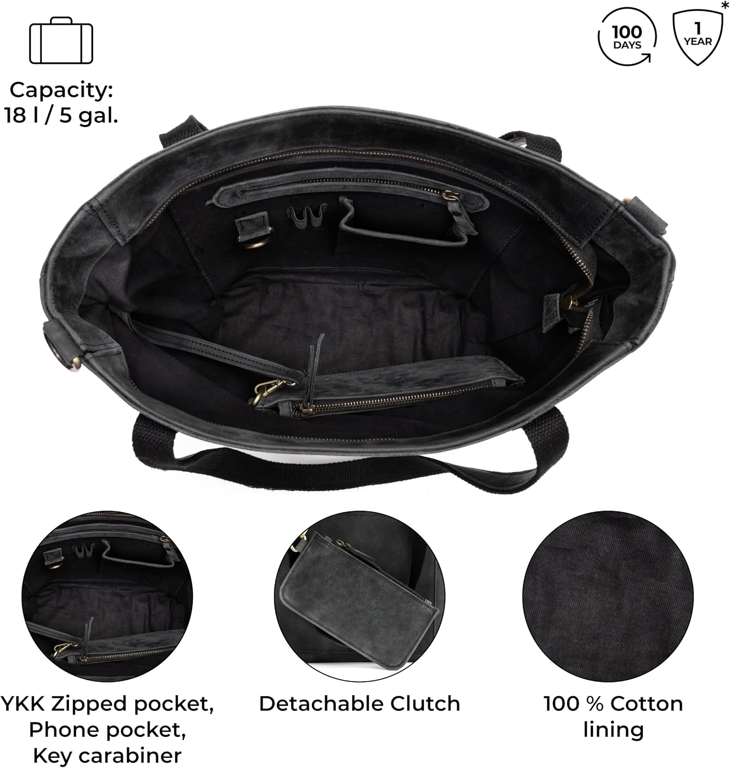 BERLINER BAGS Vintage Genuine Leather Tote Bag Verona, Handbag, Large Shopper, Work Bag for Women