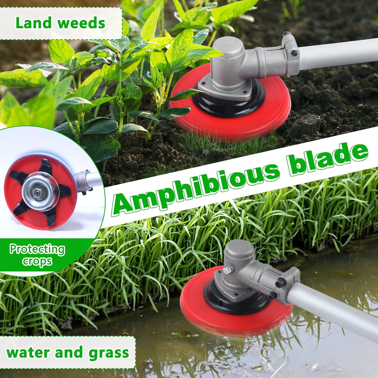 52CC 8-in-1 Gas Weed Eater 2.3KW 2-Stroke Brush Cutter, Multi-Functional Garden Trimmer Kit with Hedge Trimmer, Pole Saw, Pruner, Metal Blade, Auxiliary Wheel, 1.2L Fuel Tank for Lawn, Shrubs, Fences