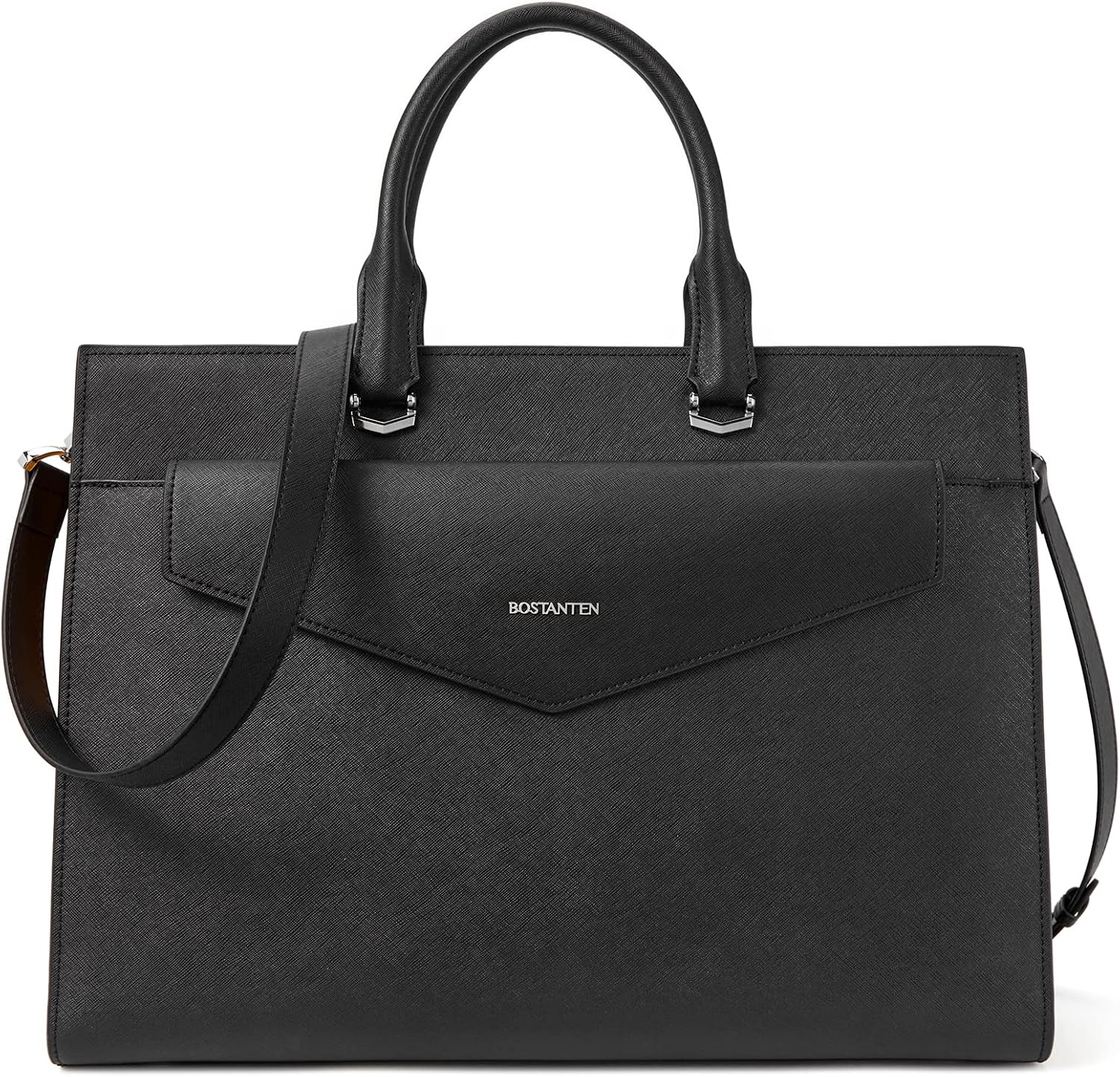 BOSTANTEN Briefcase for Women Laptop Tote 15.6 Inch Genuine Leather Handbag Work Bag Beige