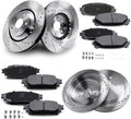Front & Rear Drilled and Slotted Disc Brake Rotors & Ceramic Brake Pads Kit Fit for Lexus 10-15 RX350, 10-15 RX450H; for Toyota 14 Highlander, 15-19 Highlander, 11-20 Sienna # 31511 31544