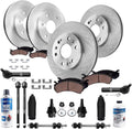 Detroit Axle - Front Brake Kit for Suburban Silverado Sierra 1500 GMC Yukon Chevy Tahoe, Tie Rods Boots Sway Bars Lower Ball Joints Front and Rear Disc Brake Rotors Ceramic Brake Pads Replacement