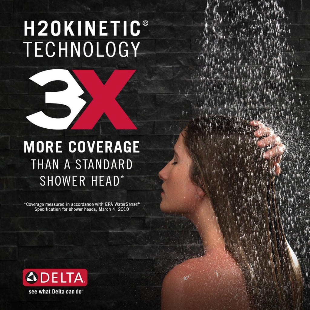Delta 4-Setting Brushed Gold Shower Head with H2Okinetic Spray, 4 Inch Square Shower Head, Showerheads, 1.75 GPM Flow Rate, Champagne Bronze 52484-CZ
