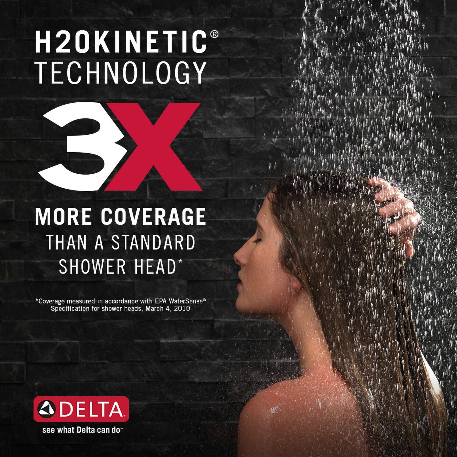 Delta 4-Setting Brushed Gold Shower Head with H2Okinetic Spray, 4 Inch Square Shower Head, Showerheads, 1.75 GPM Flow Rate, Champagne Bronze 52484-CZ
