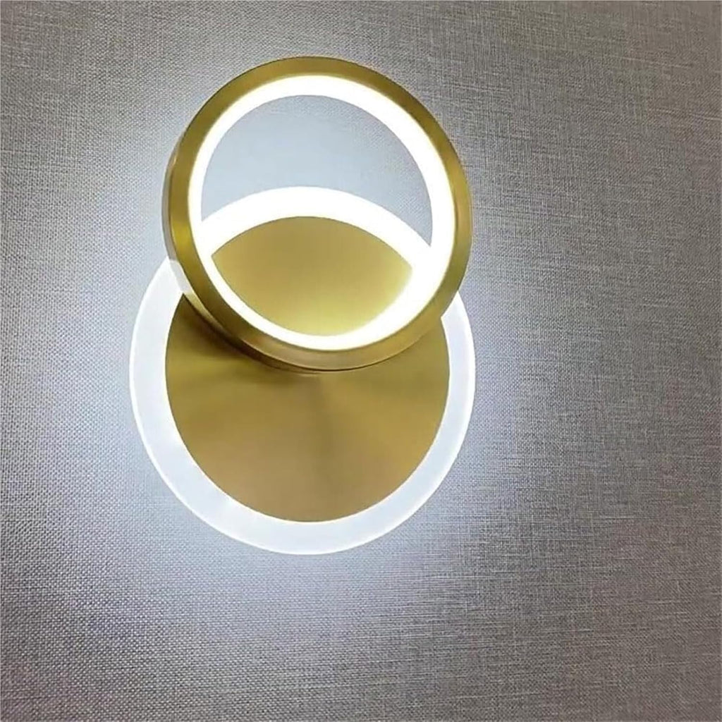 Modern Brass Wall Sconce Dimmable 3 Color Temperature LED Gold Vertical Up Down Wall Light Fixture Luxury Clear Glass Indoor Lighting for Hallway Bathroom Vanity(Round)