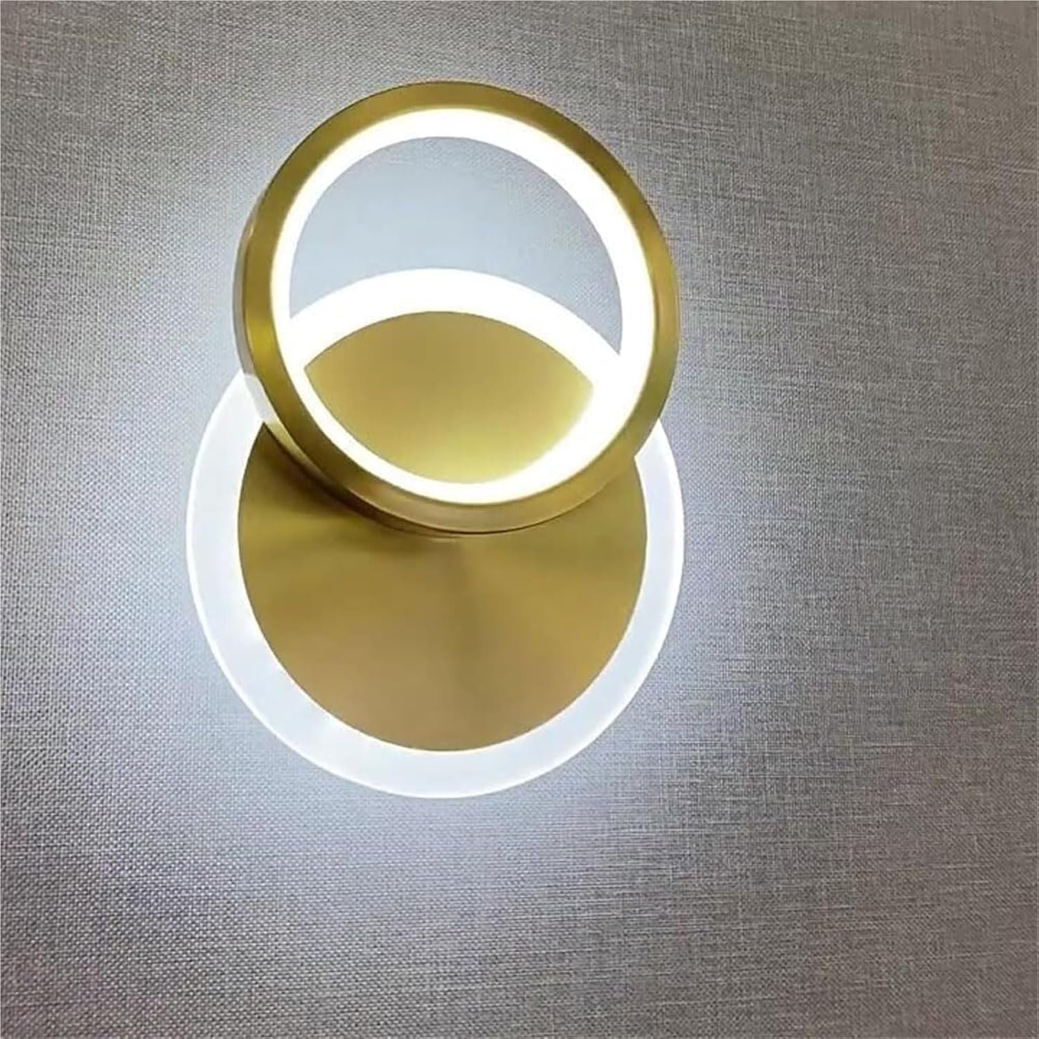 Modern Brass Wall Sconce Dimmable 3 Color Temperature LED Gold Vertical Up Down Wall Light Fixture Luxury Clear Glass Indoor Lighting for Hallway Bathroom Vanity(Round)