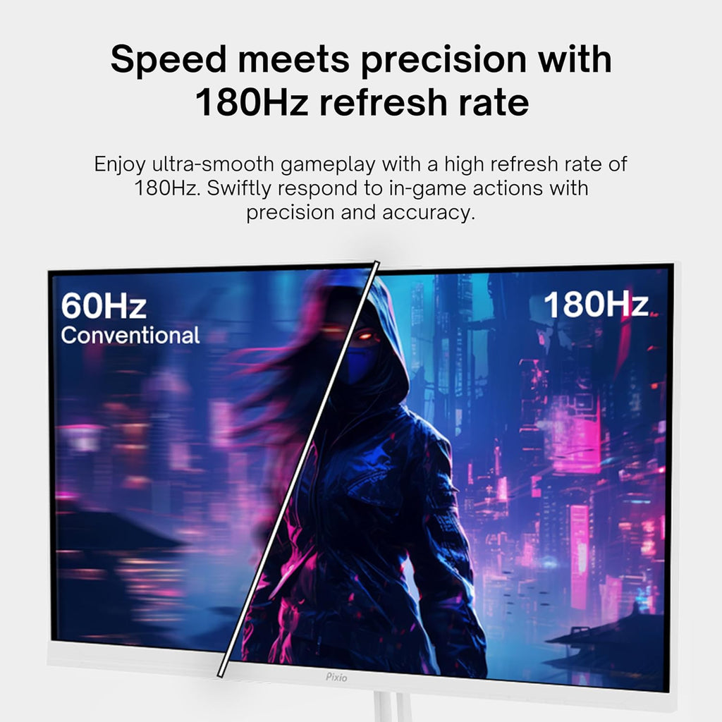 Pixio PX278 Wave White 27 inch 180Hz Refresh Rate FHD 1440p Resolution Fast IPS Panel 1ms GTG Response Time Gaming Monitor and PS1S Wave White Single Monitor Arm - Fits up to 32 inches and 19.8lbs